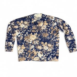 Sezane Floral Blue and Cream Sweater